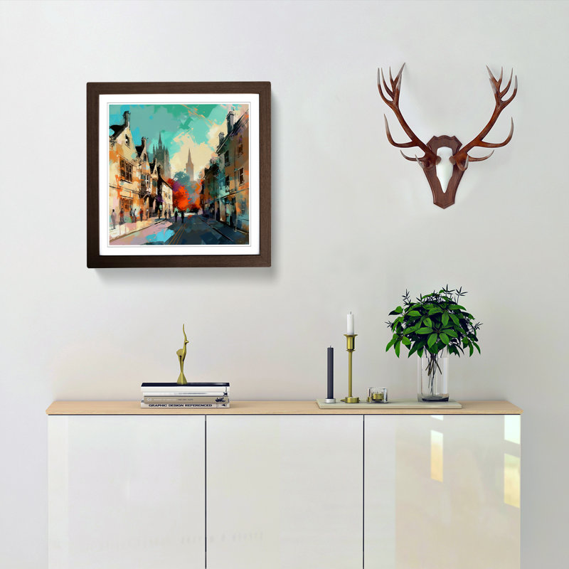 City Of Cambridge Expressionism - Framed Print, Walnut