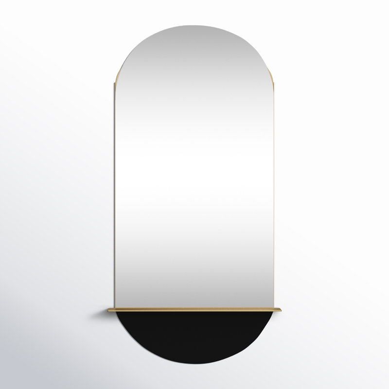 Purvis Metal Flat Wall Mirror with Shelves