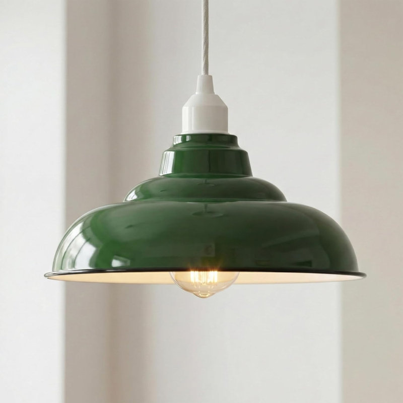 17cm H Metal Bowl Lamp Shade, Green