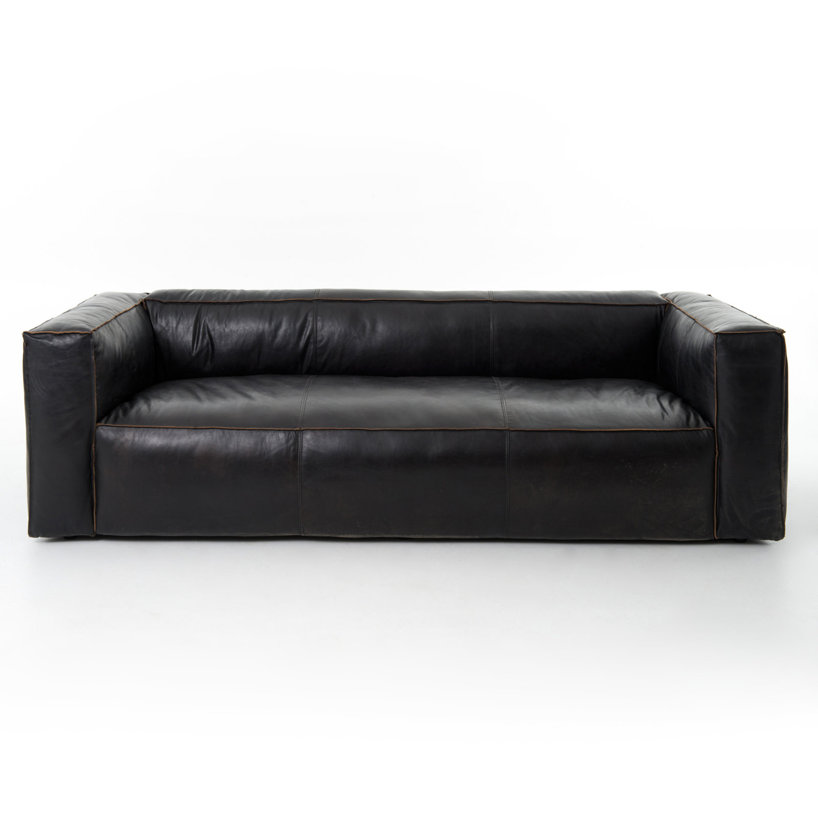Genuine Leather Sofa, Saiko Black Top Grain Leather