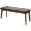 Banc de salle à manger en noyer naturel avec revêtement gris, détails de style Mid-Century