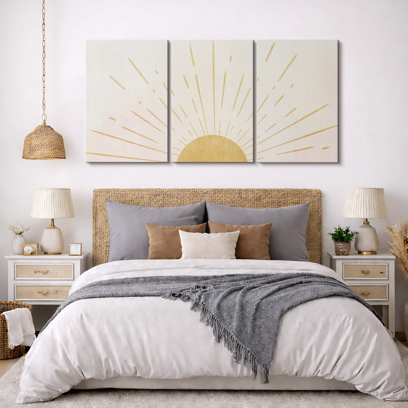"Bright Bright Yellow Burst", Neutral Abstract , H 24 po x l 48 po, Toile tendue, Sans cadre