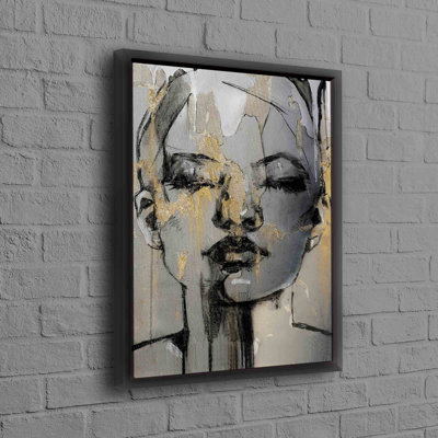 Modern Wall Art Featuring Abstract Woman Face Print on Canvas for Living Room Decor