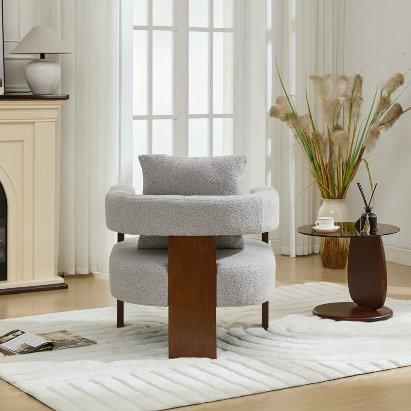 Upholstered 3-legs Accent Chair, Gray