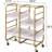 Gold And White Kitchen Serving Cart With 3 Adjustable Trays - Strong Metal For Dining Room Spacious Growth