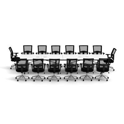 Rectangle 14 Person Flip Top 72'' L Modular Training Table and Chair Set with Casters and Modesty Panel and Cable Management