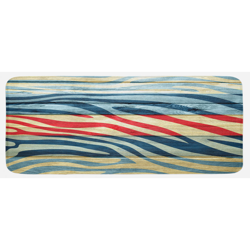 Tapis de cuisine à imprimé zèbre, Bleu