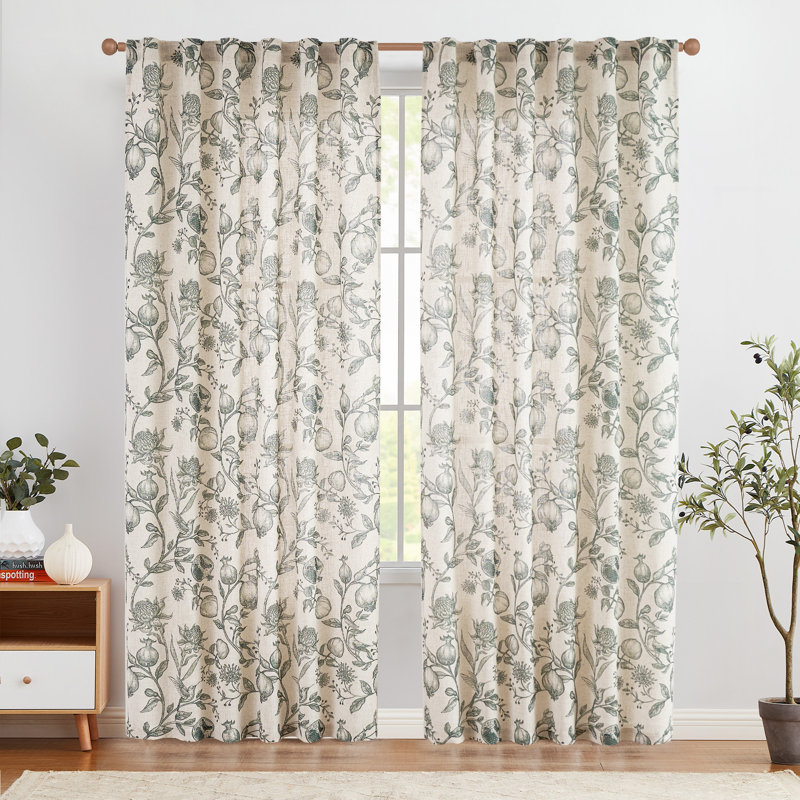 Paire de rideaux obscurcissant en lin Nathnael, Vert foncé, L 50 po x L 84 po