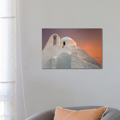 Europe, Greece, Mykonos. Church Of Panagia Paraportiani. by Jaynes Gallery - Wrapped Canvas Print
