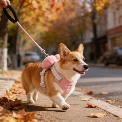 Adjustable Bow Pet Leash Vest, Pink