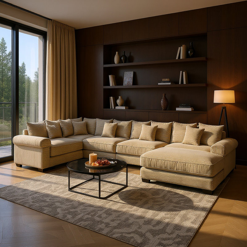 Canapé modulaire en velours côtelé de 154 po de large à 154 places, idéal pour le cinéma maison, Brun