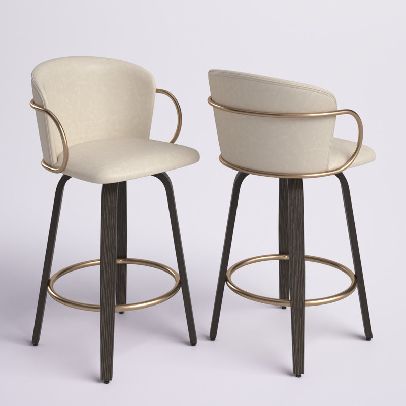 Benedic Swivel Upholstered Counter Stool, Ivory
