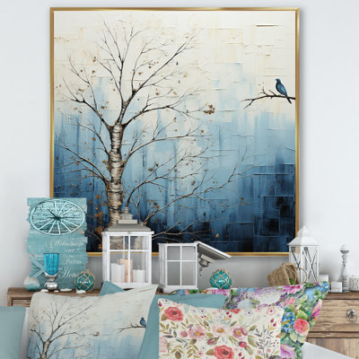 Minimalisme, arbre bleu, charme III sur toile