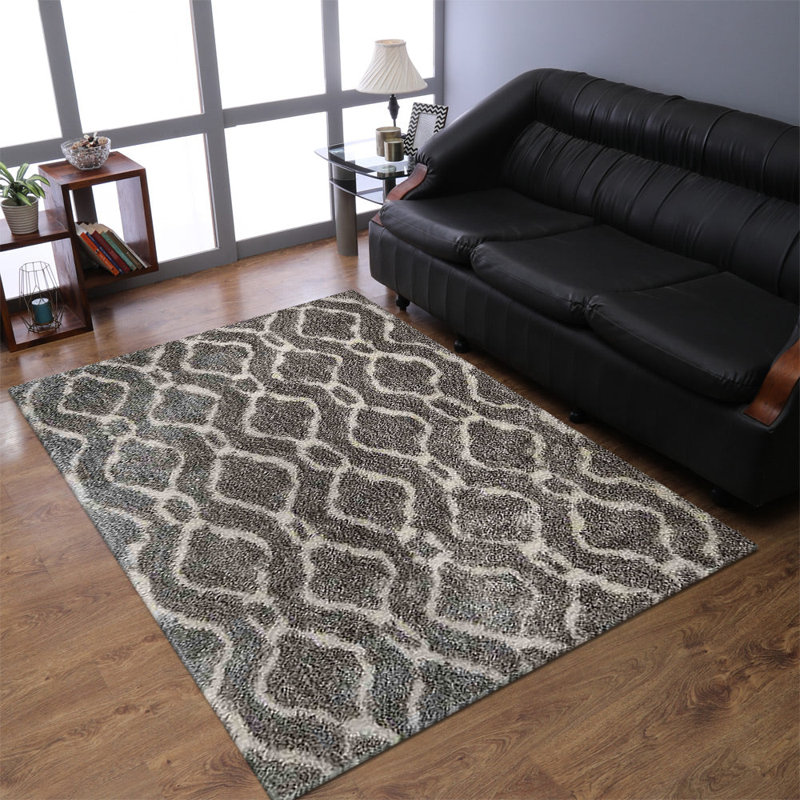 Tapis à poils longs en polyester touffeté à la main Freida, Rectangle 5 pi x 8 pi