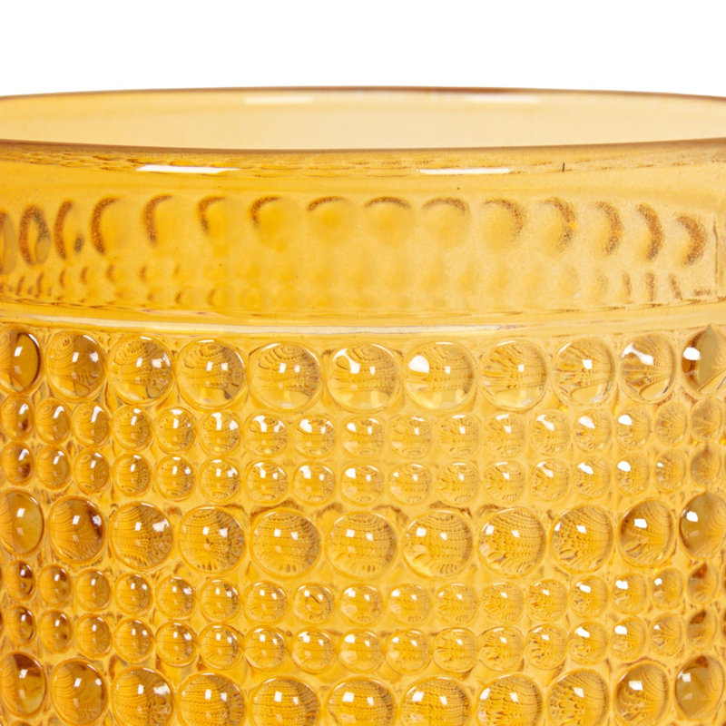 Verres ronds en verre à pois surélevés, Jaune