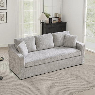 83.9" W Modern Chenille Casual Sofa With 5 Pillows