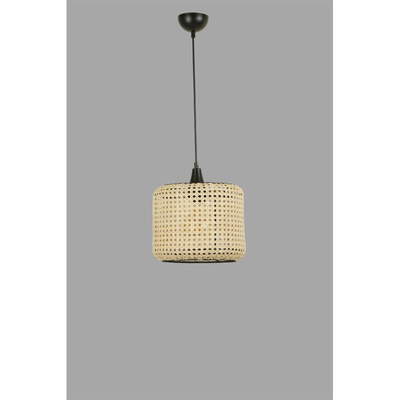 Luminaire suspendu cylindrique à 1 lumière Karinna, Beige