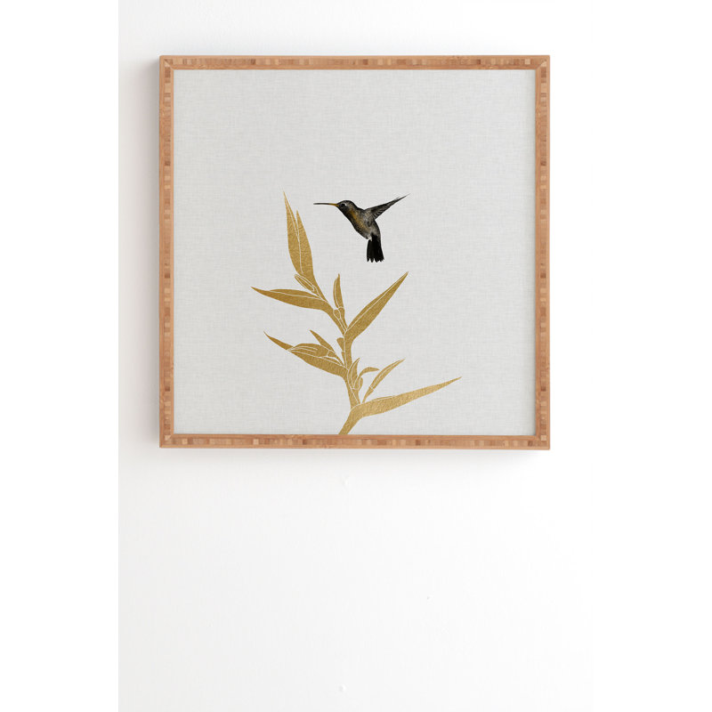 «Hummingbird and Flower II», impression, Reproduction encadrée sans passe-partout, H 12 po x l 12 po, Bambou