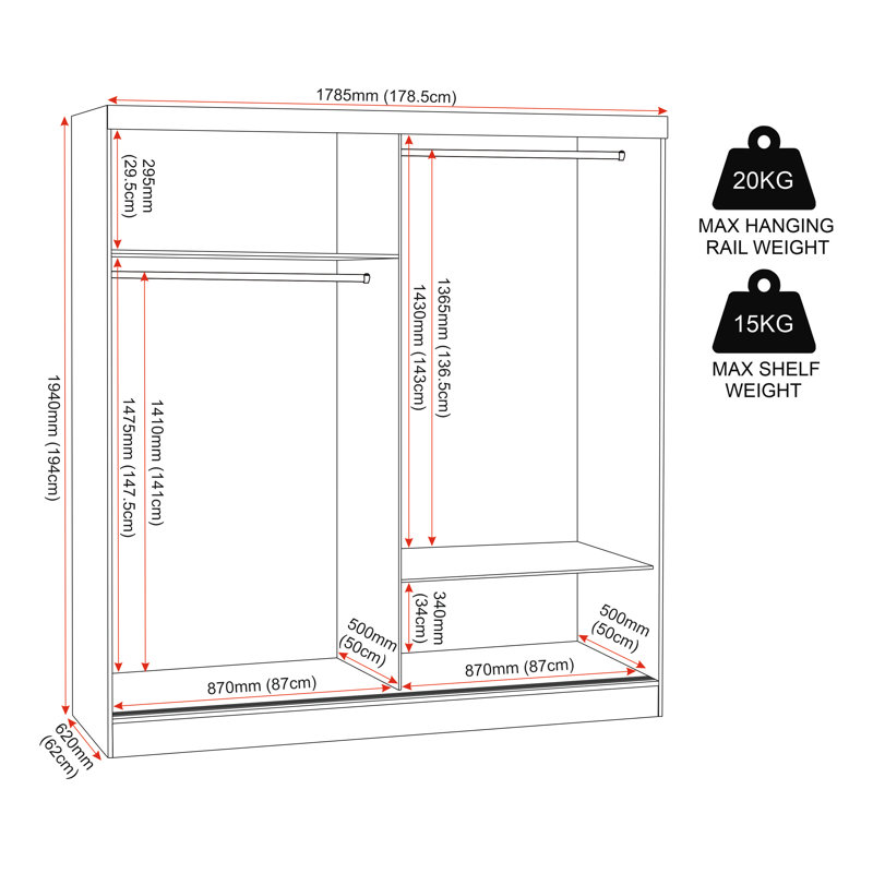 Cascio 2 Door Sliding Wardrobe, Grey