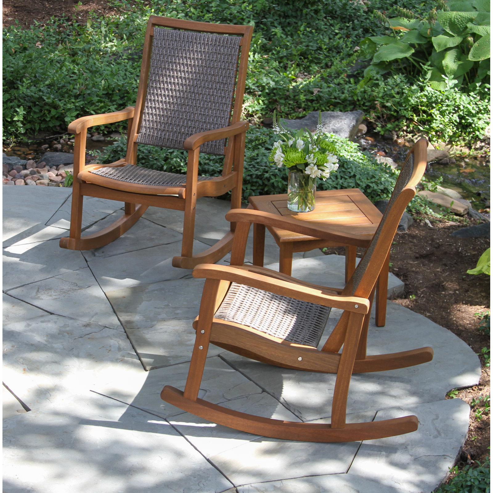 Arnot Eucalyptus Patio Rocking Chair, Driftwood Gray