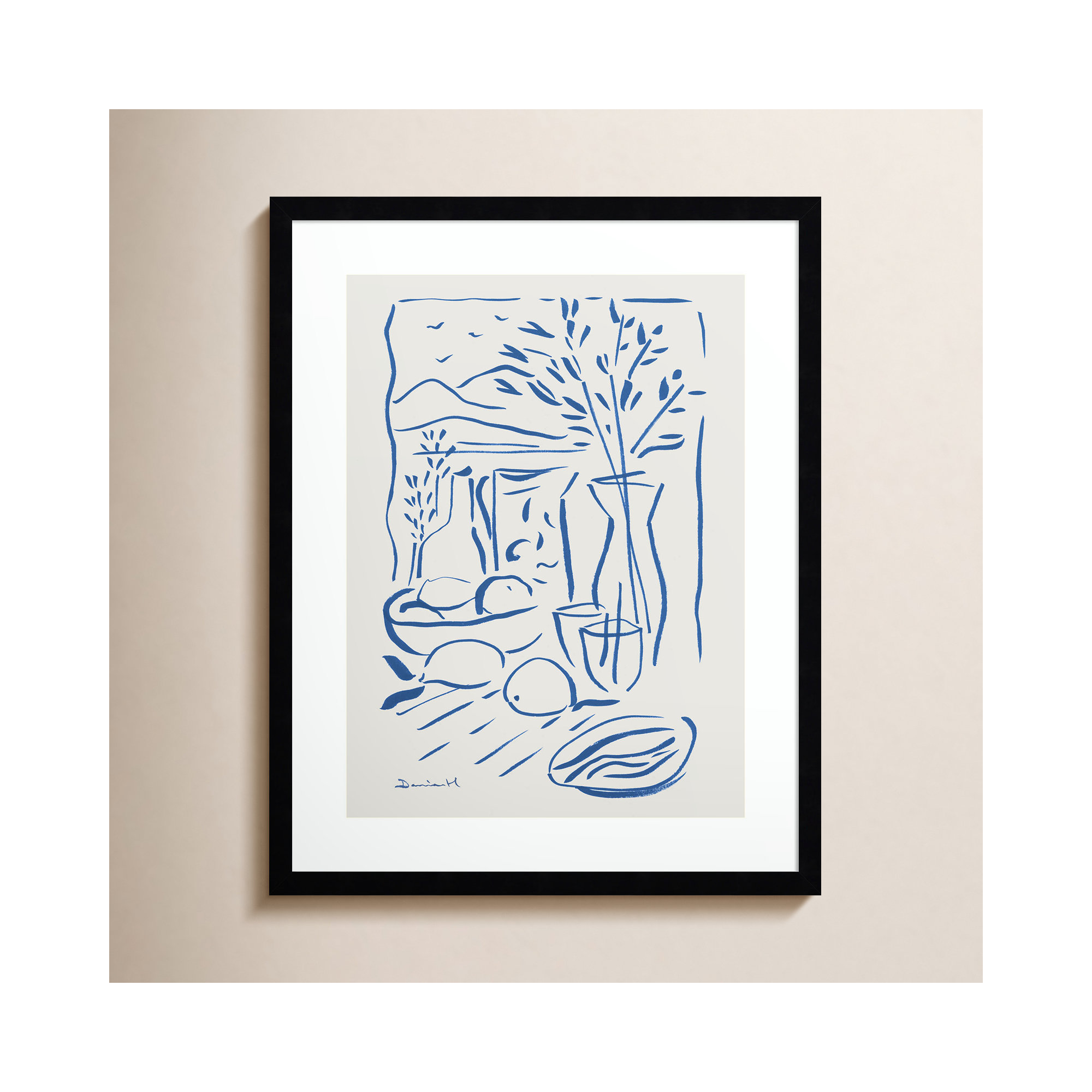 Mediterranean View by Dan Hobday Wood Framed Wall Art Print, 24" H x 19" W, Black Framed