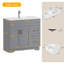 Armoire de meuble-lavabo moderne 36 po avec 2 portes à fermeture douce et tiroirs de rangement, gris-1953849181-1953849179