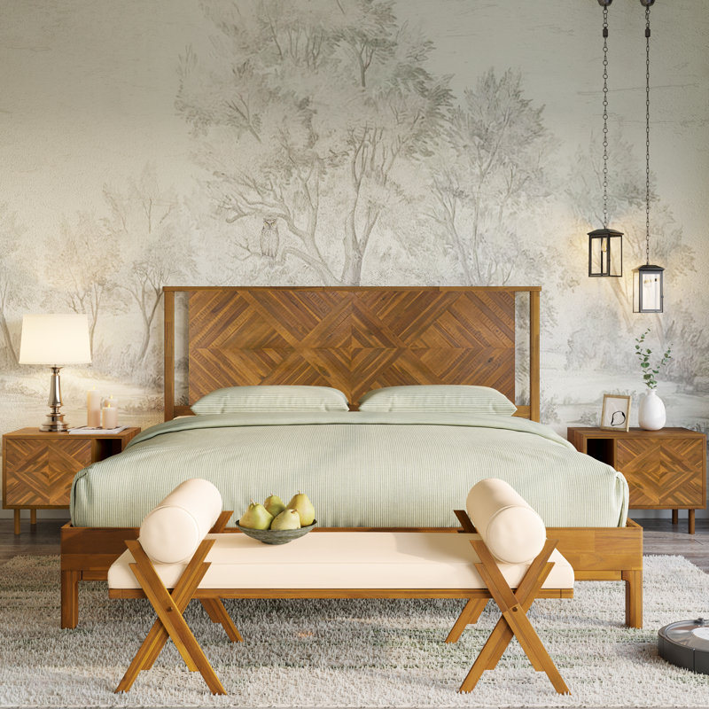 Ethan Solid Wood Rustic Headboard, Rustic Dark Brown, King