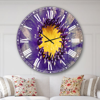 Aquarelle de lotus bleu - horloge murale traditionnelle