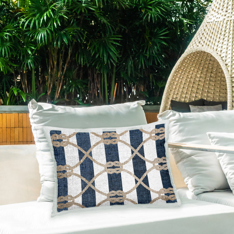Striped Outdoor Throw Pillow, Brown