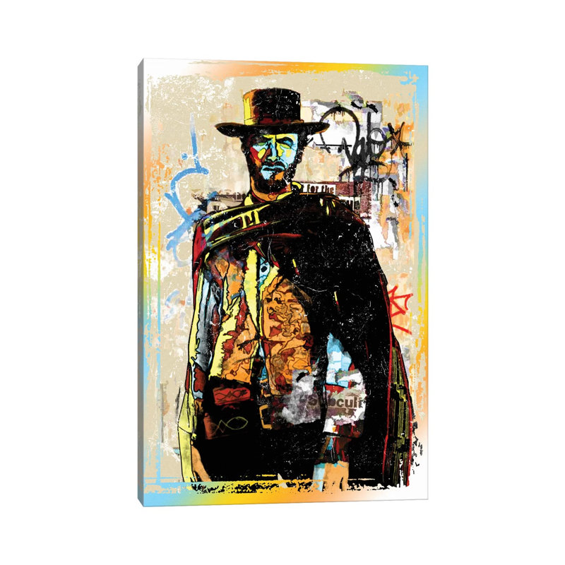 Clint Eastwood Graffiti Cowboy - Wrapped Canvas Print, 20.32 cm H x 30.48 cm W