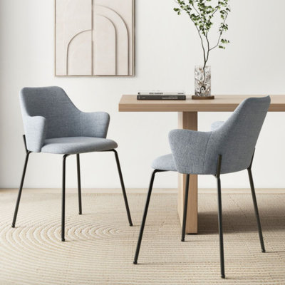 Ensemble de 2 chaises de salle à manger avec dossier incurvé, siège large et accoudoirs