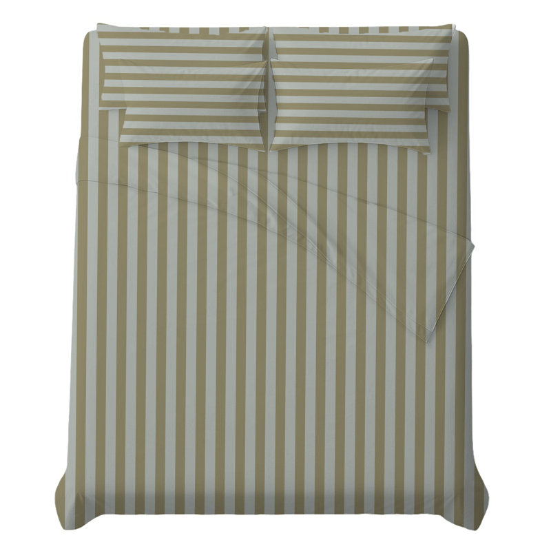 6Piece Microfiber Bed Sheets  Soft, WrinkleFree, Deep Pocket Fit, California King Sheet Set with 4 Pillowcases, Sand Striped