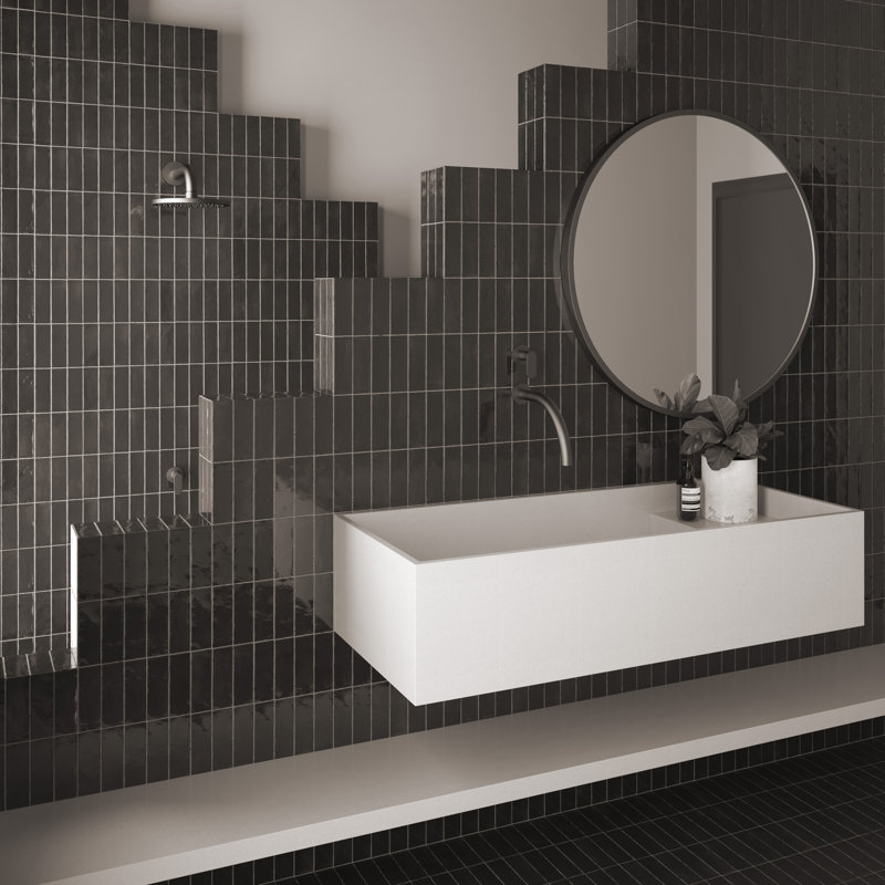 Carrelage mural en porcelaine 2 "x 6" Coco, Chapeau noir