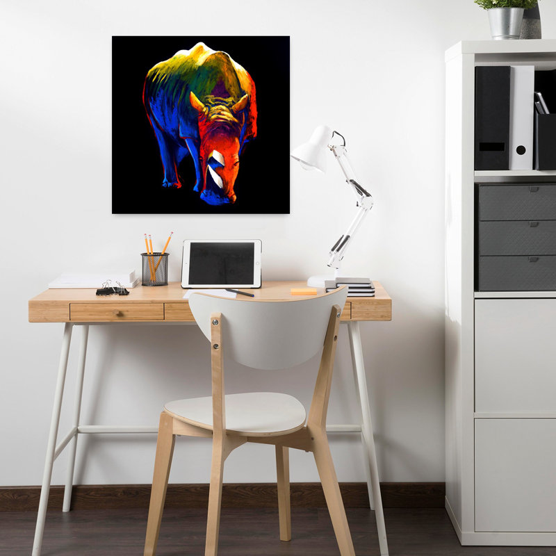 Art rhinocéros contemporain, H 18 po x l 18 po