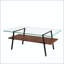 Table basse rectangulaire avec plateau en verre trempé et pieds en métal, verre transparent-607536613