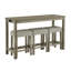 Table de bar en bois massif de 150 cm avec station de recharge et 3 tabourets en lin pour salon