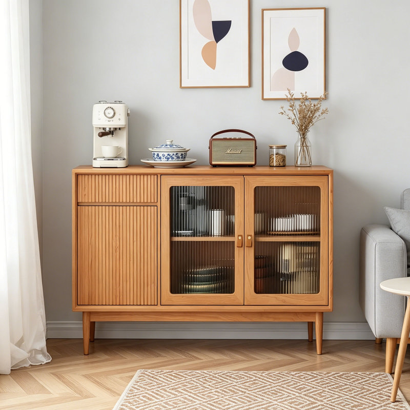 Buffet de rangement multifonctionnel en bois massif, H 33,46 po x l 47,24 po x P 15,74 po