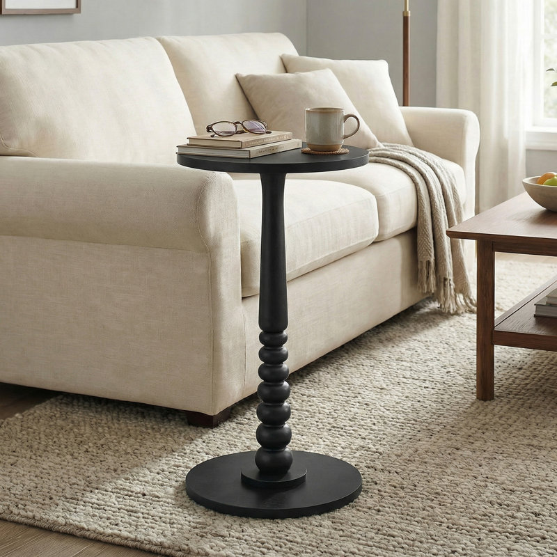 Round End Table, Black
