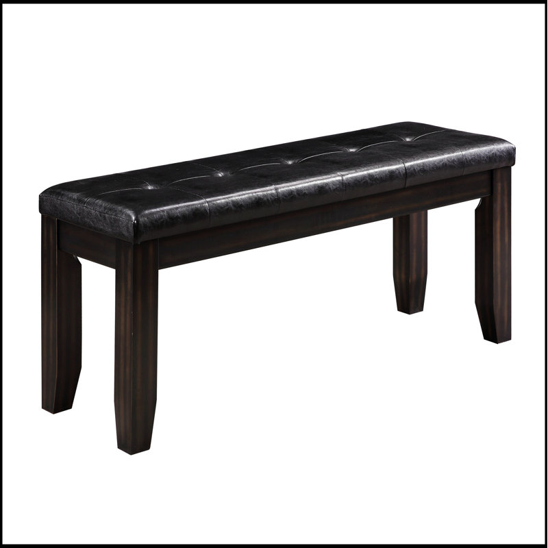 Banc compact compact noir et espresso avec coussin capitonné pour une utilisation polyvalente à la maison et un design élégant
