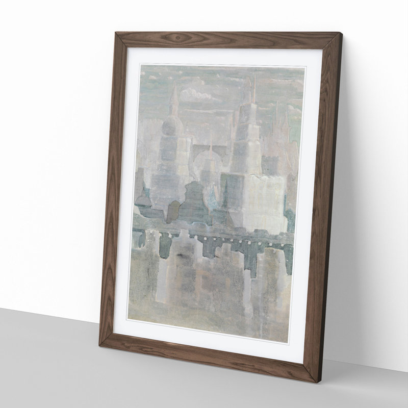 The City Vol.1 by Mikalojus Konstantinas - Picture Frame Painting, 36cm H x 27cm W x 2cm D, Walnut Framed