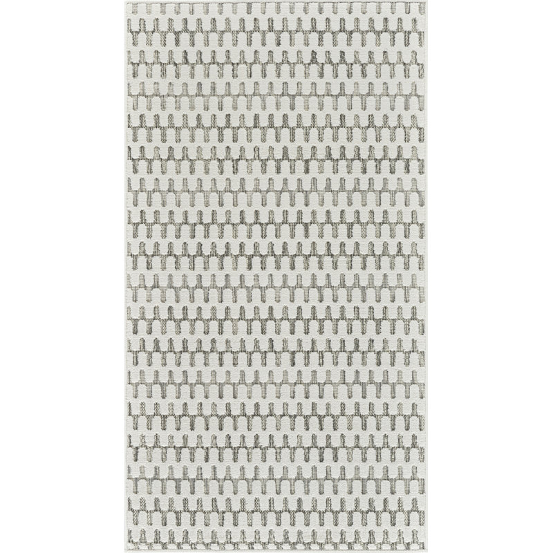 Tapis d'entrée à motif géométrique crème / beige 3 pi x 5 pi (2 pi 7 po x 4 pi 11 po) Lavinia, Rectangle 3' x 5'