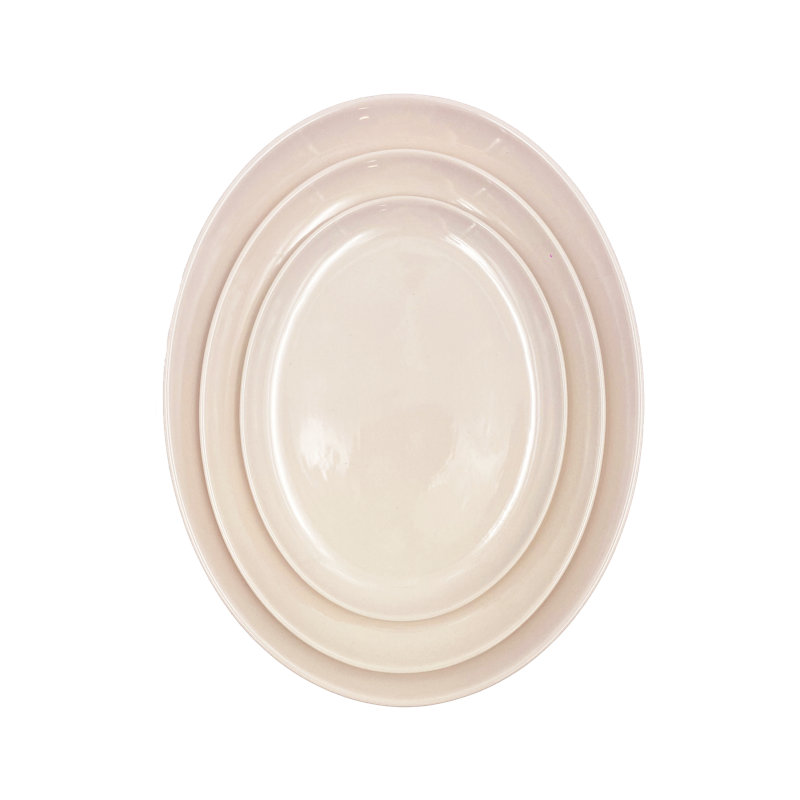 Canvas Home Shell Bisque Porcelain Extra Large Oval Serving Platter, Pink