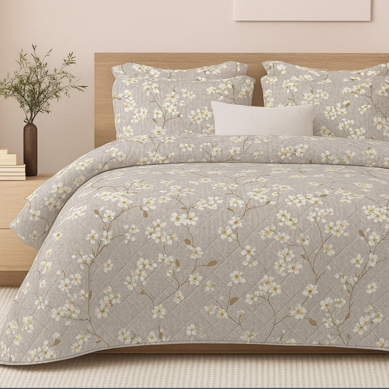 Cotton Blend Floral [EU ONLY] Duvet Cover Set with Pillowcases Included, Double Duvet Cover + 2 Standard Pillowcases