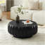 Table basse ronde en bois massif sculpté au design sculptural élégant-2039205979