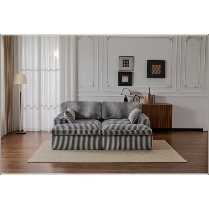 Double méridienne intérieure, canapé-lit rembourré surdimensionné pour l'intérieur, canapé-lit luxueux à assise profonde, causeuse modulaire, causeuse en velours côtelé pour le salon, aucun assemblage requis