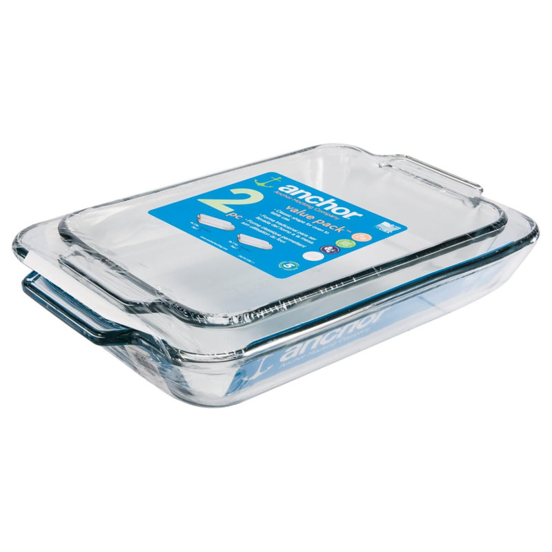Ensemble de 2 assiettes à cuisson en verre pour four Anchor Hocking