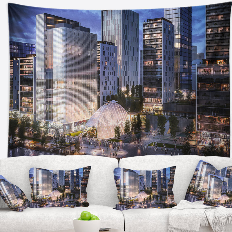 Tapisserie cityscape résidentielle complexe, H 50 po x l 60 po