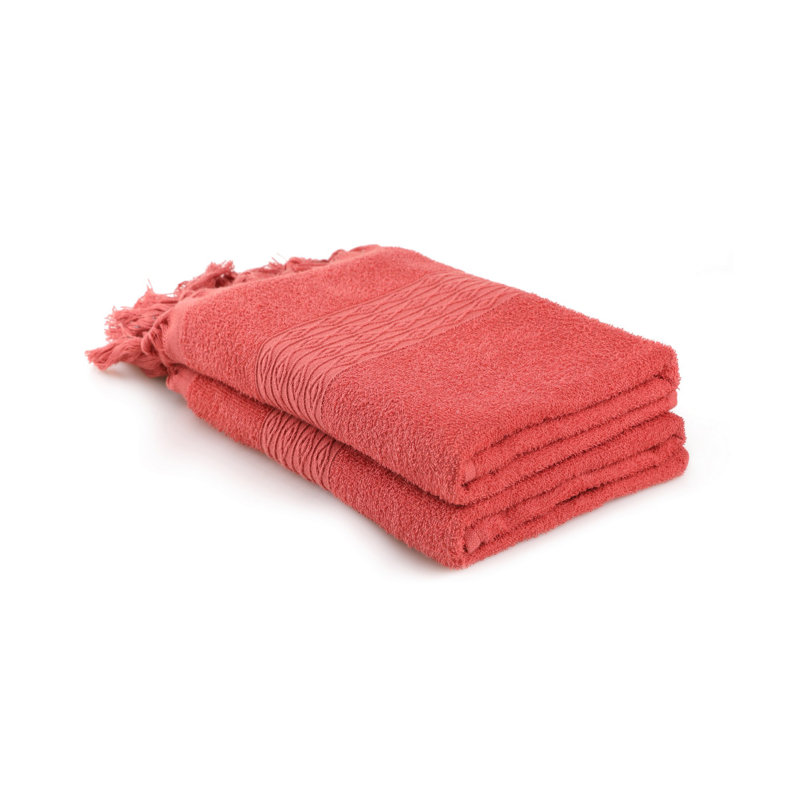 Ensemble de serviettes de bain de qualité supérieure (2 pièces), rouge carrelé, 29,5 x 59,1 pouces | 100% coton, 9,0 oz / verge carrée | Lavable à la machine à 104 ° F | Ultra-doux, très absorbant, parfait pour un spa à domicile et un usage quotidien