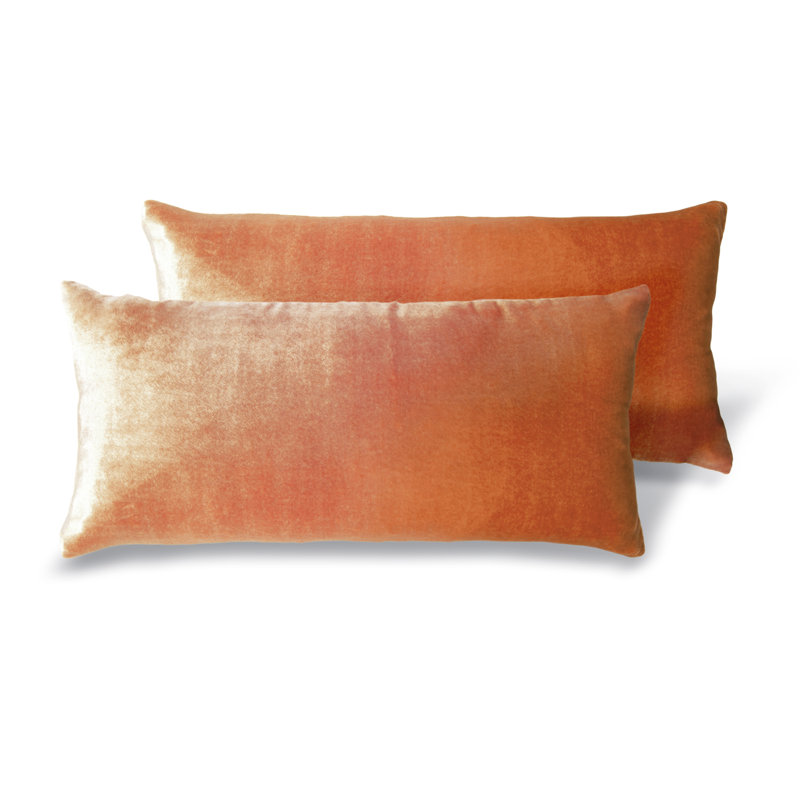Ombre Rectangle Velvet Pillow Cover & Insert, Mango