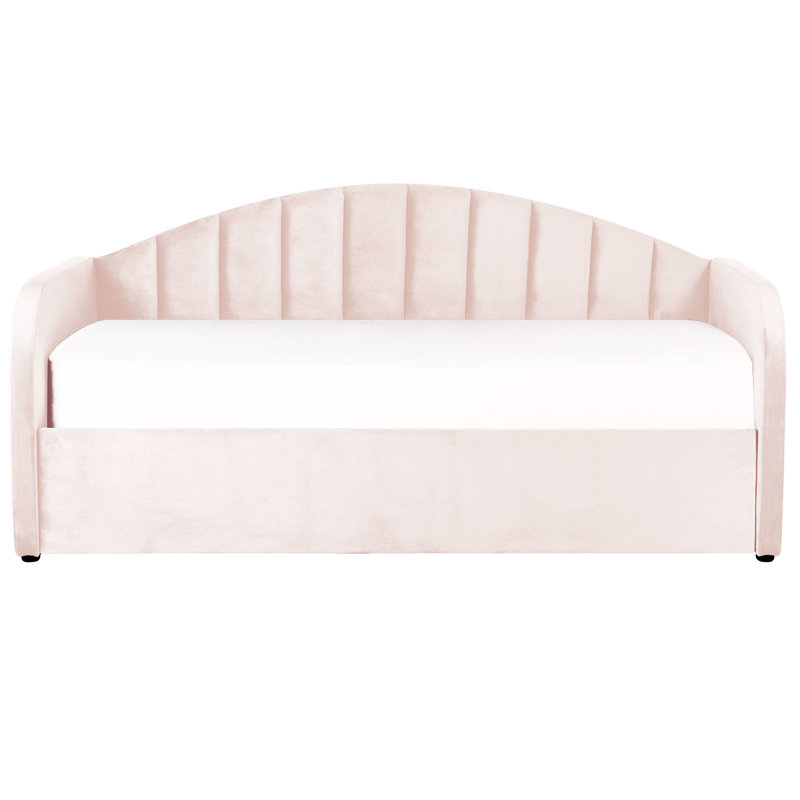 Amaryss Upholstered Daybed with Trundle, Pink